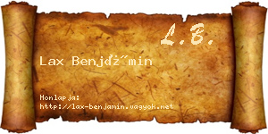 Lax Benjámin névjegykártya