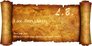 Lax Benjámin névjegykártya