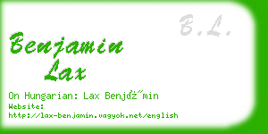 benjamin lax business card